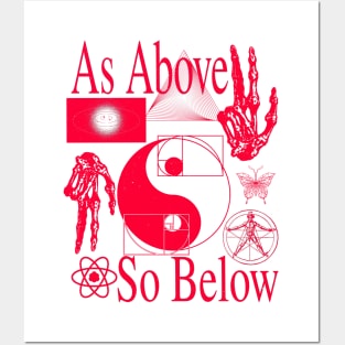 As Above So Below - Red Psychedelic Sacred Geometry Yin & Yang Very Cool Posters and Art